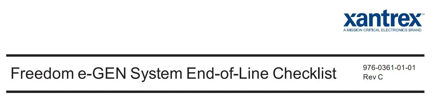 Xantrex FREEDOM eGEN End of Line Checklist Owner's Manual