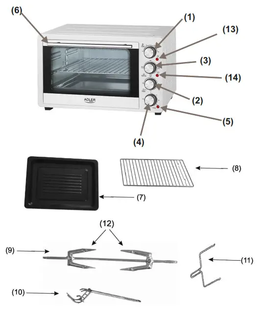 ADLER AD 6001 Electric Oven 35L 1500W- Overview