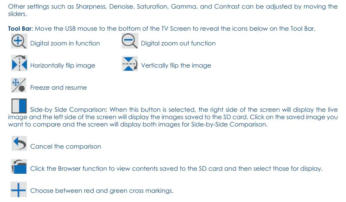JorVet MKT-7.5.3-L-304.001 BioVID 4K Ultra HD Camera Instruction Manual - Tool Bar
