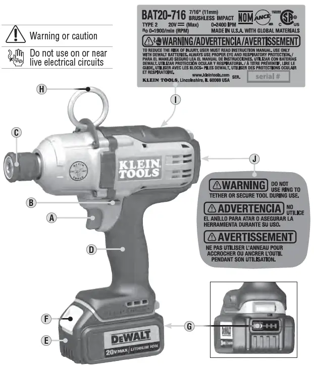 DEWALT BAT20-716 Cordless Impact Wrench fig 1