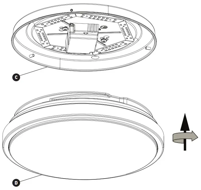 artika FM ORC BL Led Ceiling Light Fixture - DIFFUSER INSTALLATION