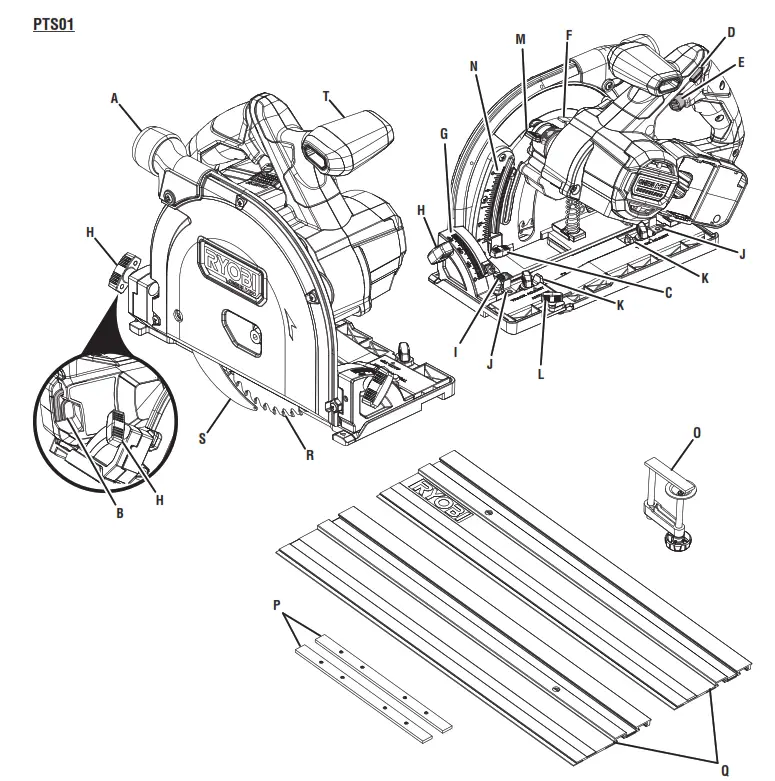 RYOBI PTS01 Brushless Cordless 6 1 2 Inch Track Saw - FIG 36