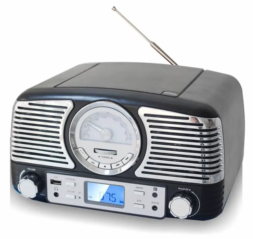 TRINOVAE CD-62 Retro Style CD or MP3 Player Turntable