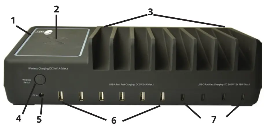 SIIG AC PW1H11 S1 150W 10 Port USB A C Wireless Charging Station - fig