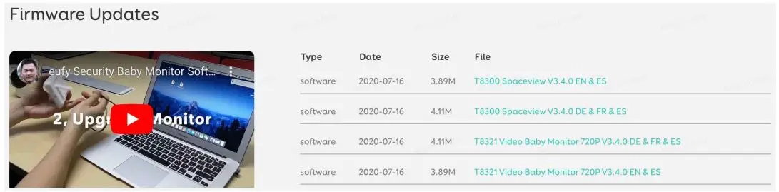eufy Baby Monitor Firmware User Manual - Firmware Updates