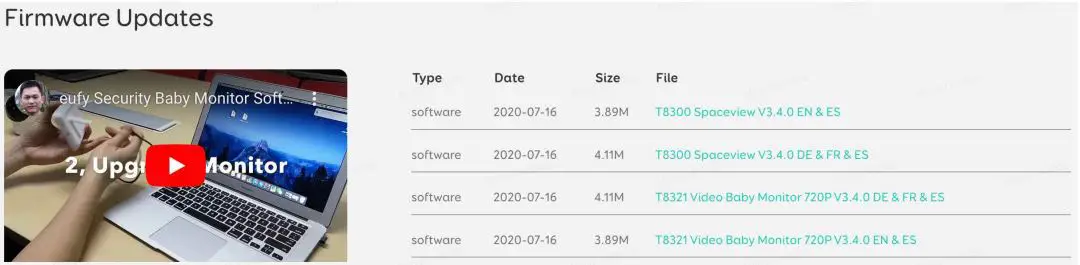 eufy Baby Monitor Firmware User Manual - Firmware Updates