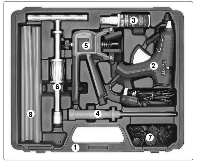 SEALEY-RE105-Hot-Glue-Paintless-Dent-Repair-Kit-FIG2