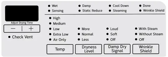 Whirlpool YWED97HEDW Electronic Dryer - Cycle Status Indicators