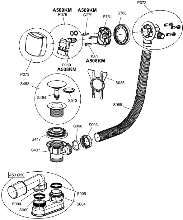 Alca PLAST A509KM Bath Drain Overflow - Overview