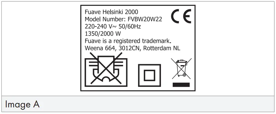 FVBW20W22 Helsinki 2000 Fan Heater Type plate