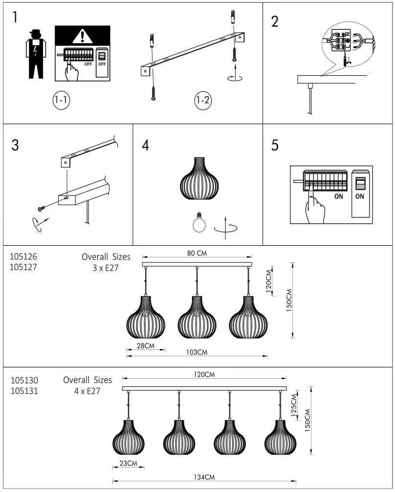 QAZQA 105131 4-Light Modern Hanging Lamp - fig 1