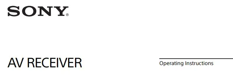 SONY AV RECEIVER Instruction Manual