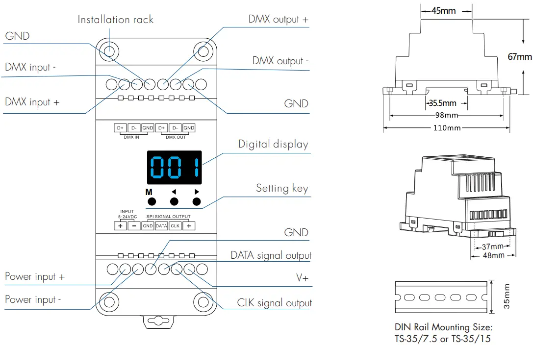 SKYDANCE DMX512 SPI Decoder and RF Controller - Figure 1