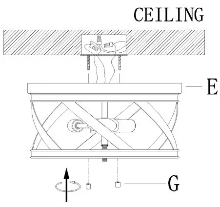 LNC A04865C3 Mocha 3-Light 13-in Brushed Black LED Flush Mount Light Instruction Manual - Raise canopy