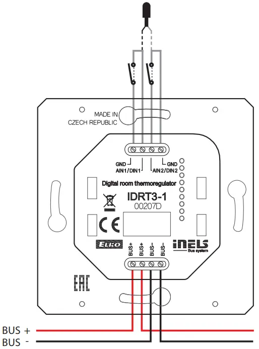 inELS IDRT3 1 Digital Room Thermo Regulator - Connection