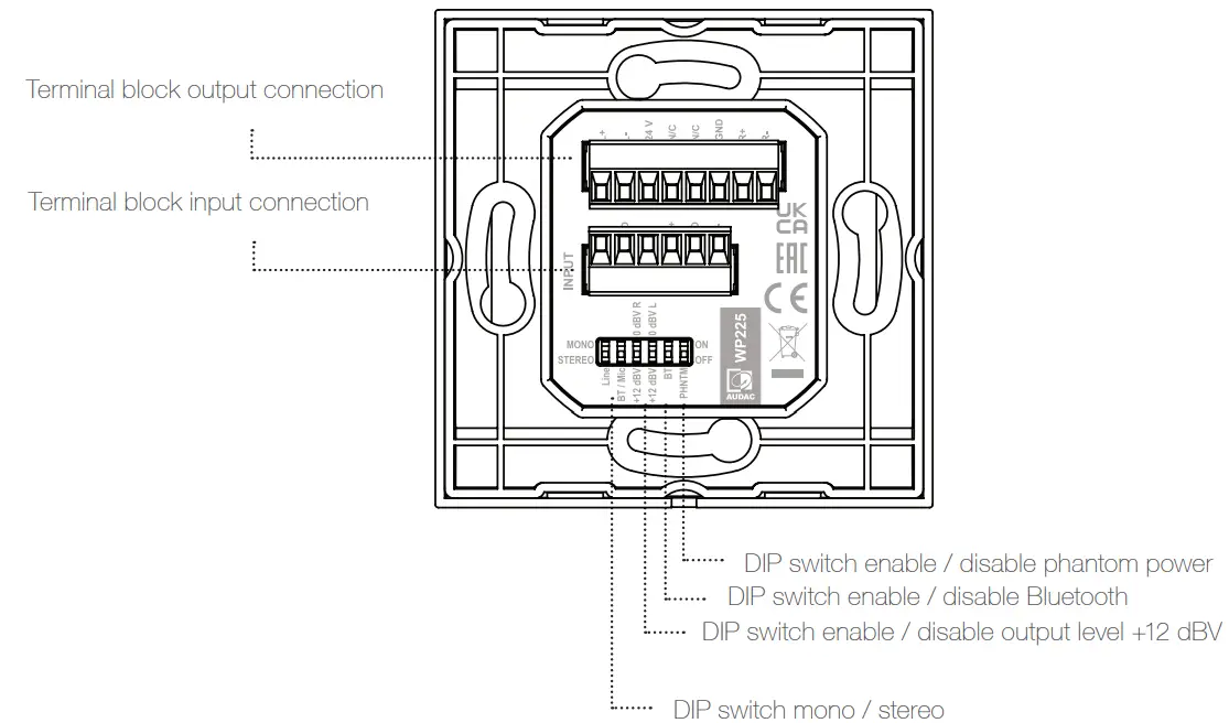 AUDAC WP225 Universal Wall Panel Microphone Line and Bluetooth Receiver - Fig 2