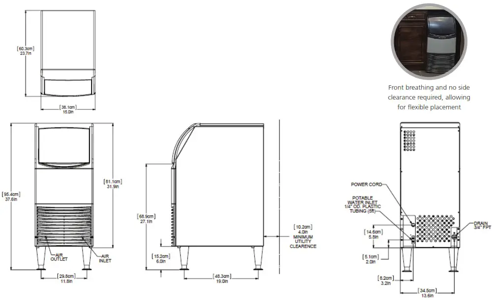Scotsman UN0815 80lb Self Contained Undercounter Nugget Ice Machine with Storage - Product Overview 5