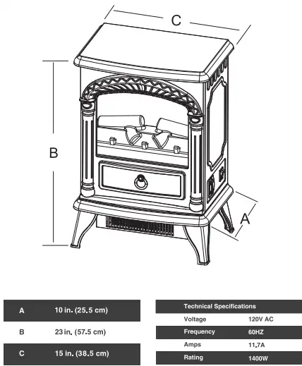 TURBRO-Suburbs-TS23-H-Electric-Fireplace-Heater-FIG-3