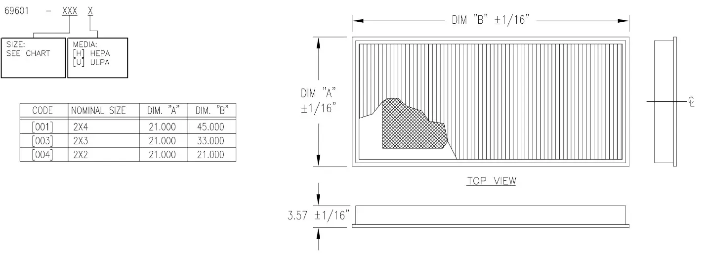 Titus FFD Fan Filter Unit - Filter Drawing1