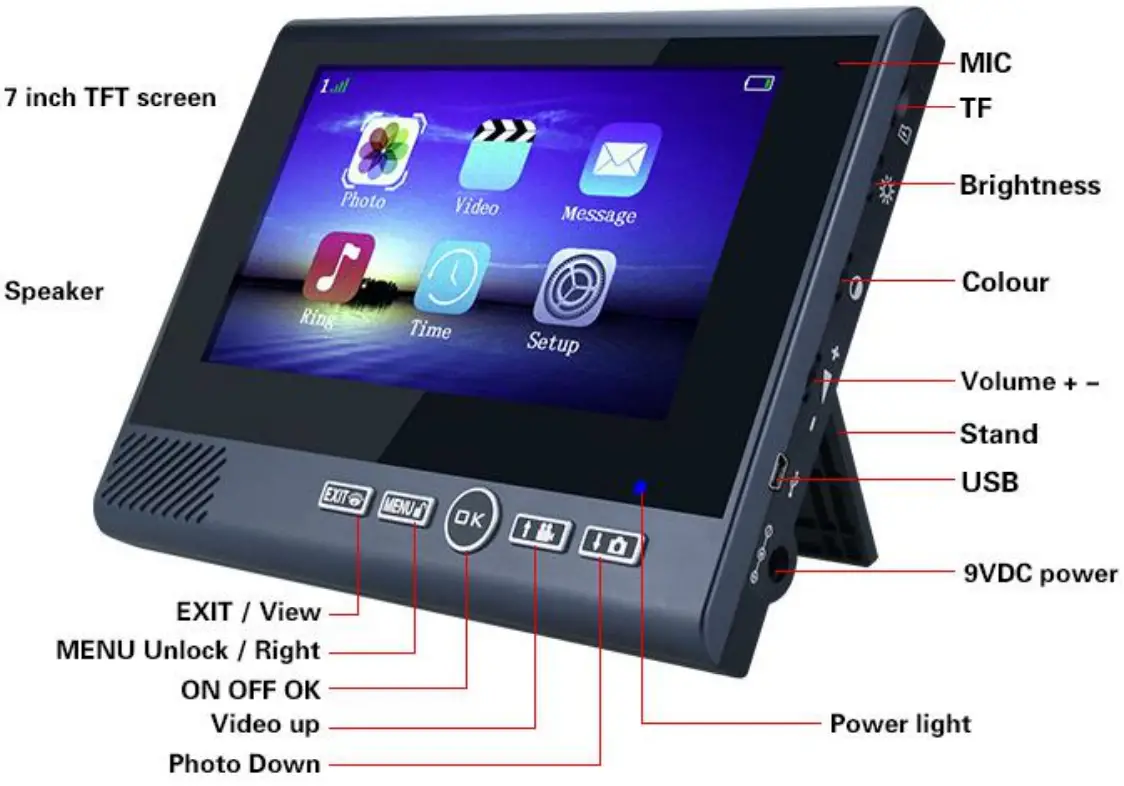 MOUNTAINONE SY709B710BQA 7 inch Wireless Video Door Phone - FIg 2