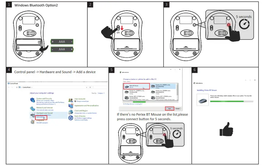 perixx PERIMICE-802 Wireless Mouse- Installation 2