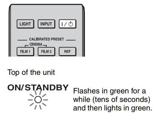 SONY VPL-HW65 Full HD SXRD Home Cinema Projector User Manual - Press the (ON STANDBY) button