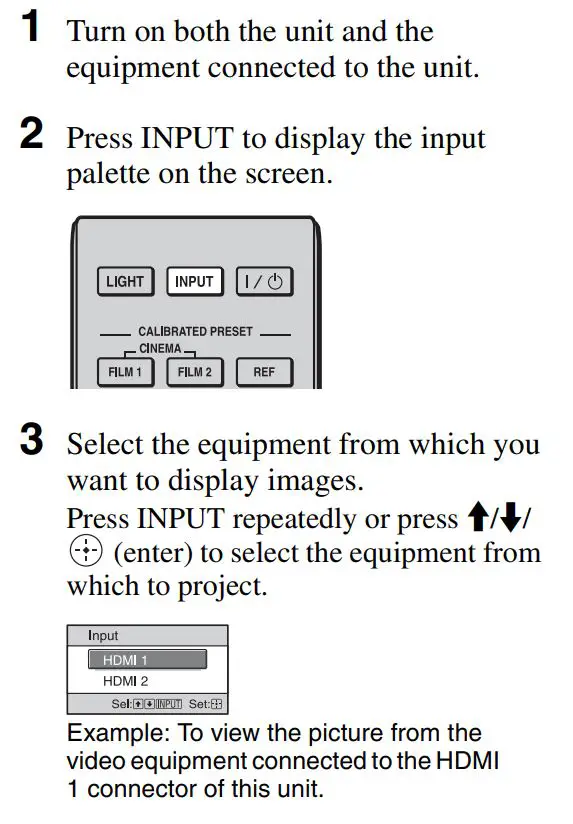 SONY VPL-HW65 Full HD SXRD Home Cinema Projector User Manual - Projecting the Picture