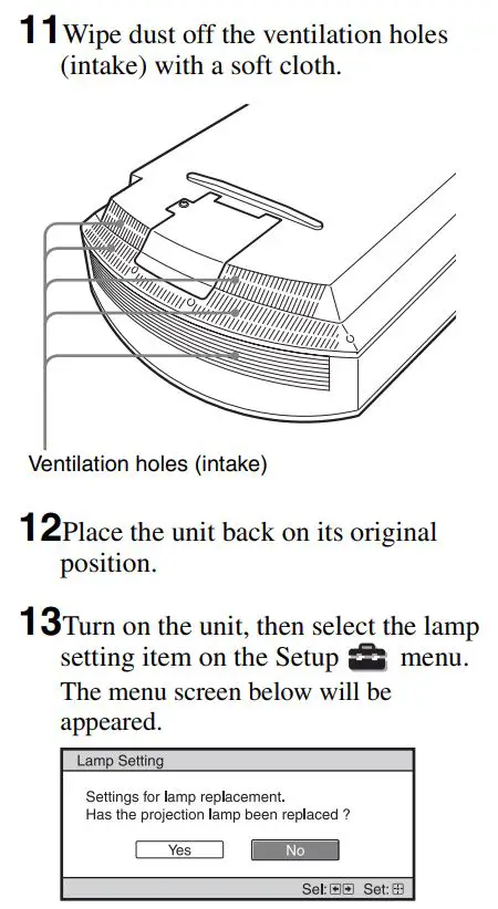 SONY VPL-HW65 Full HD SXRD Home Cinema Projector User Manual - Replacing the Lamp