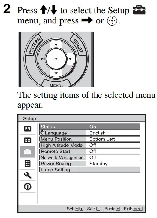 SONY VPL-HW65 Full HD SXRD Home Cinema Projector User Manual - Selecting the Menu Language