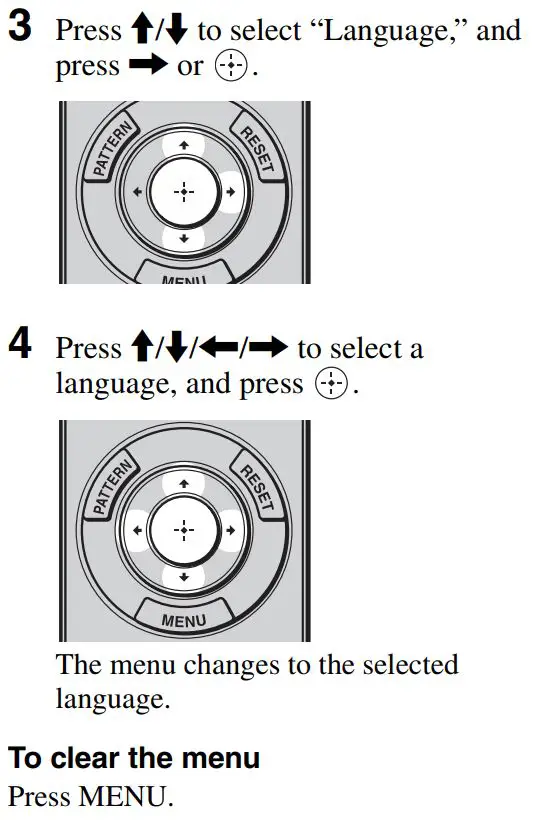 SONY VPL-HW65 Full HD SXRD Home Cinema Projector User Manual - Selecting the Menu Language