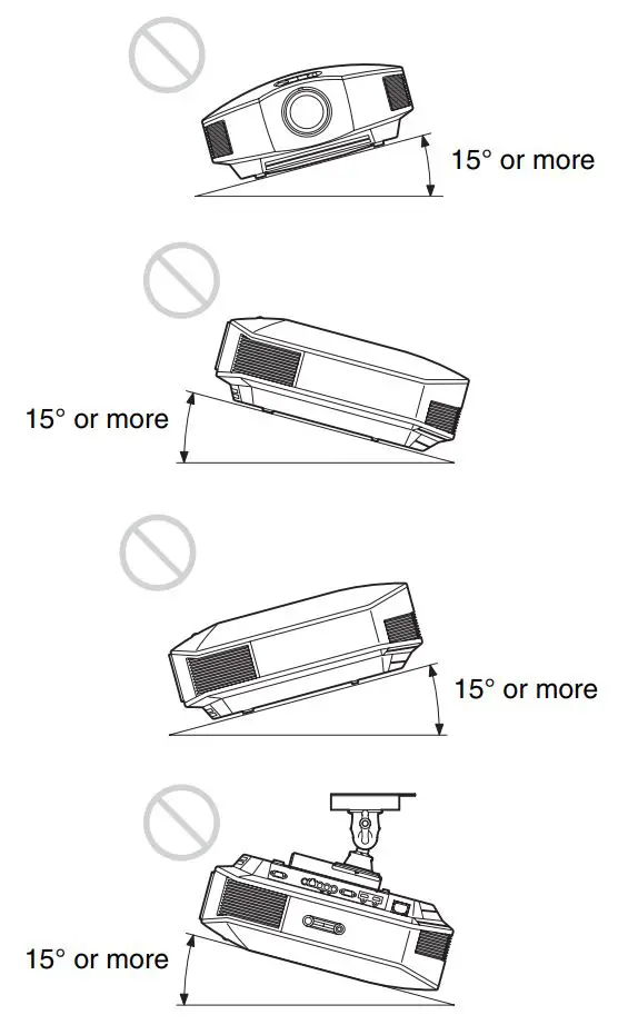 SONY VPL-HW65 Full HD SXRD Home Cinema Projector User Manual - Tilting front rear and left right