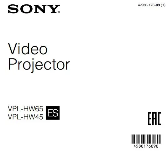 SONY VPL-HW65 Full HD SXRD Home Cinema Projector User Manual