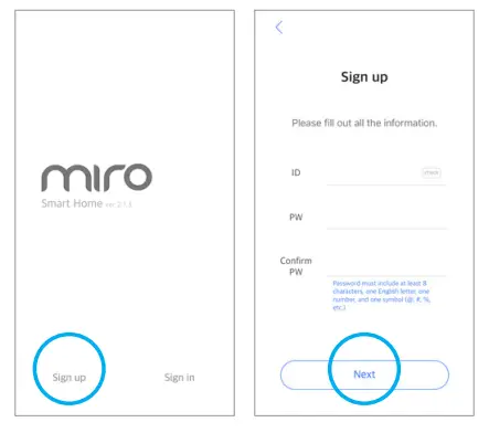 Smart Home and miroT - Registration