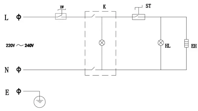 ggm gastro HDVJ446 Hot Dog Steamer - Product electrical schematic diagram