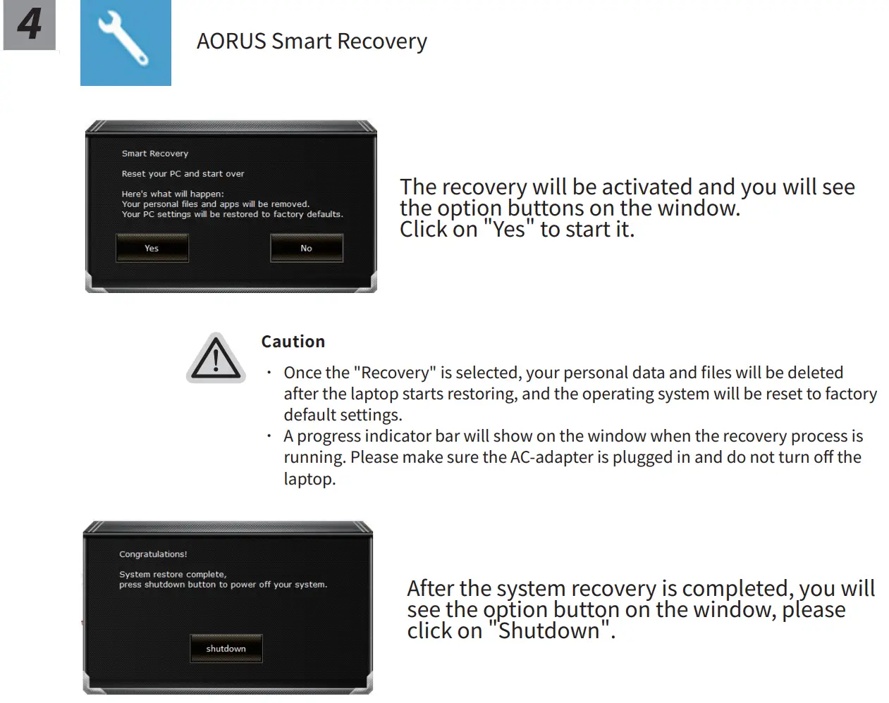 AORUS 17G Gaming Notebook User Manual - Windows 10 Recovery Guide