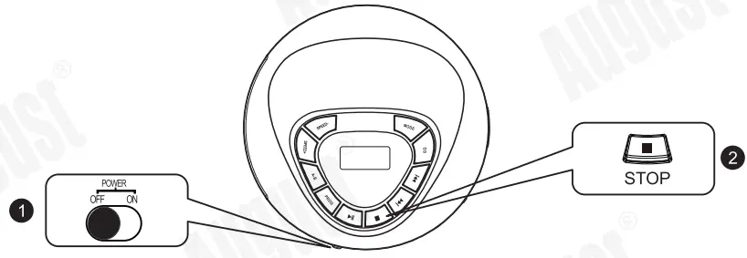 August SE 10 Portable CD and MP3 Player User Manual - Power Off