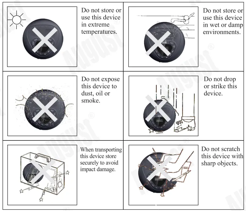 August SE 10 Portable CD and MP3 Player User Manual - Storage and Use
