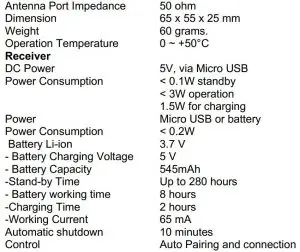 FIG 10 Technical specifications