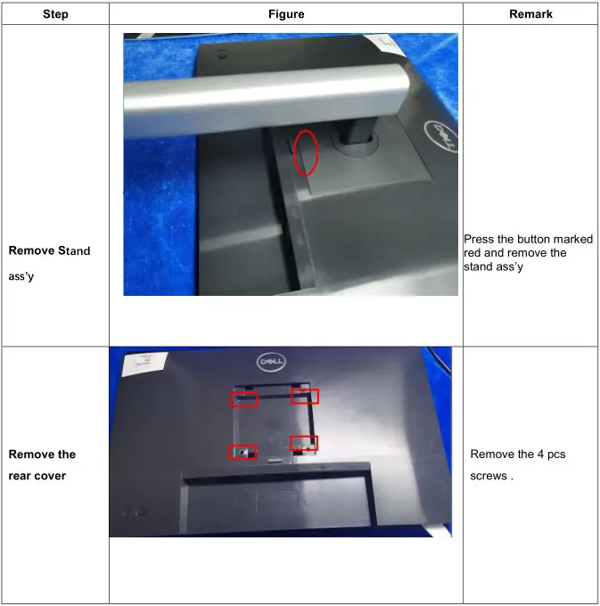 DELL P2423Dc 24 Inch Smart Monitor - Disassembly Procedures 1