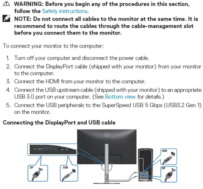DELL P2423Dc 24 Inch Smart Monitor - How to connect and disconnect power cable 1