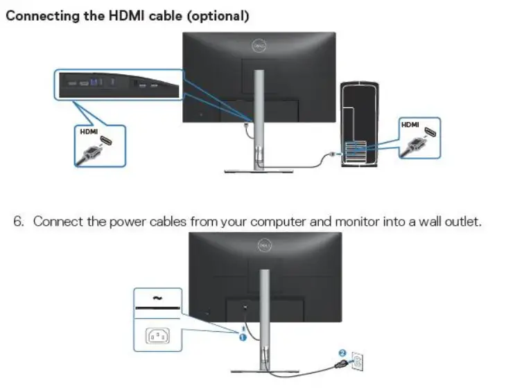 DELL P2423Dc 24 Inch Smart Monitor - How to connect and disconnect power cable 2