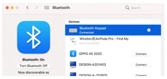 Ortek WKP 3170M Bluetooth Keypad - connected