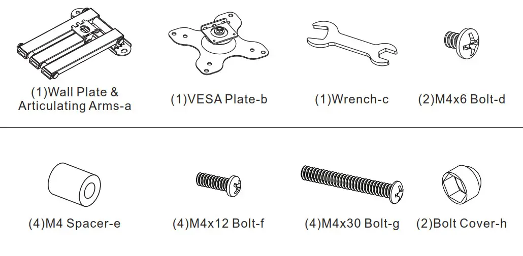 ALI TV Mount Su p p l i e d P a r t s L i s t