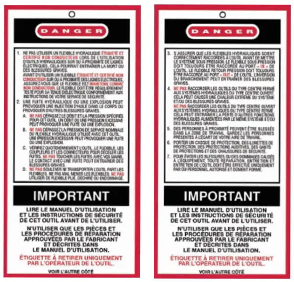 SAFETY TAG P/N 88346