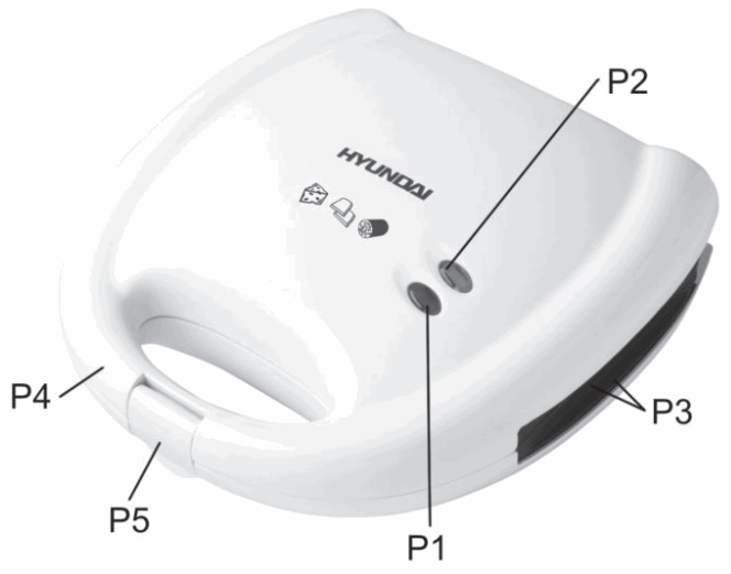 HYUNDAI SM 626 Sandwich Maker - Description of the controls