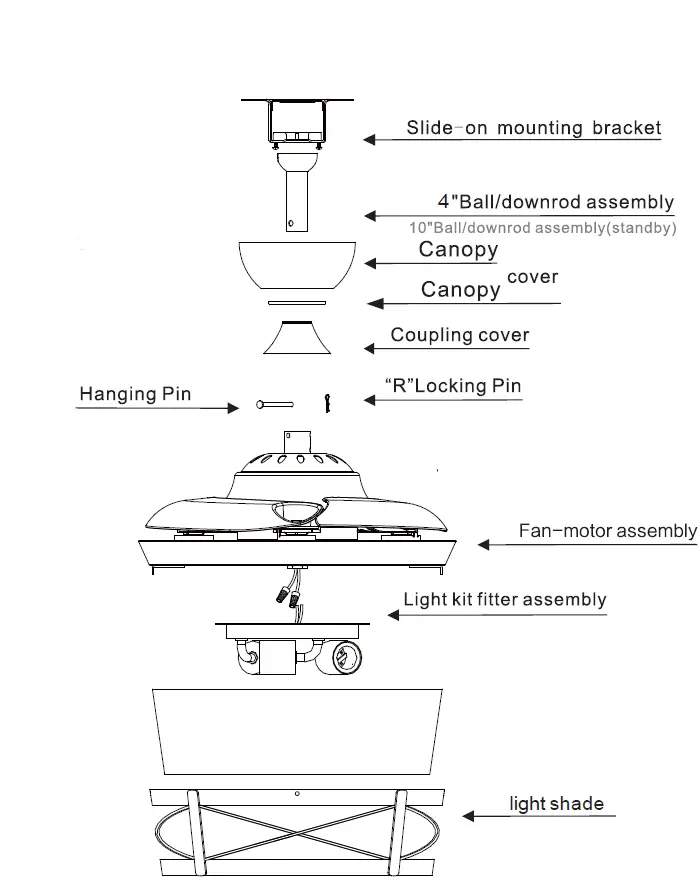 Parrot Uncle F3517110V 6 Inch Indoor 3 Blade Retractable Ceiling Fan with Remote Control 10