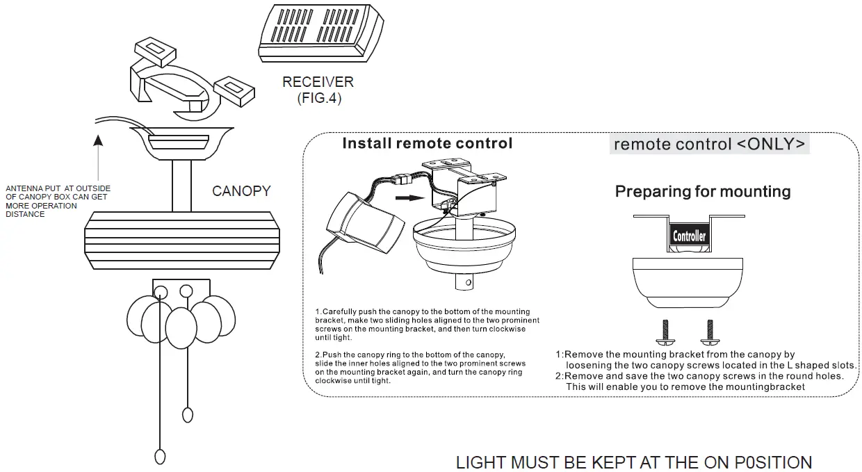 Parrot Uncle F3517110V 6 Inch Indoor 3 Blade Retractable Ceiling Fan with Remote Control 27