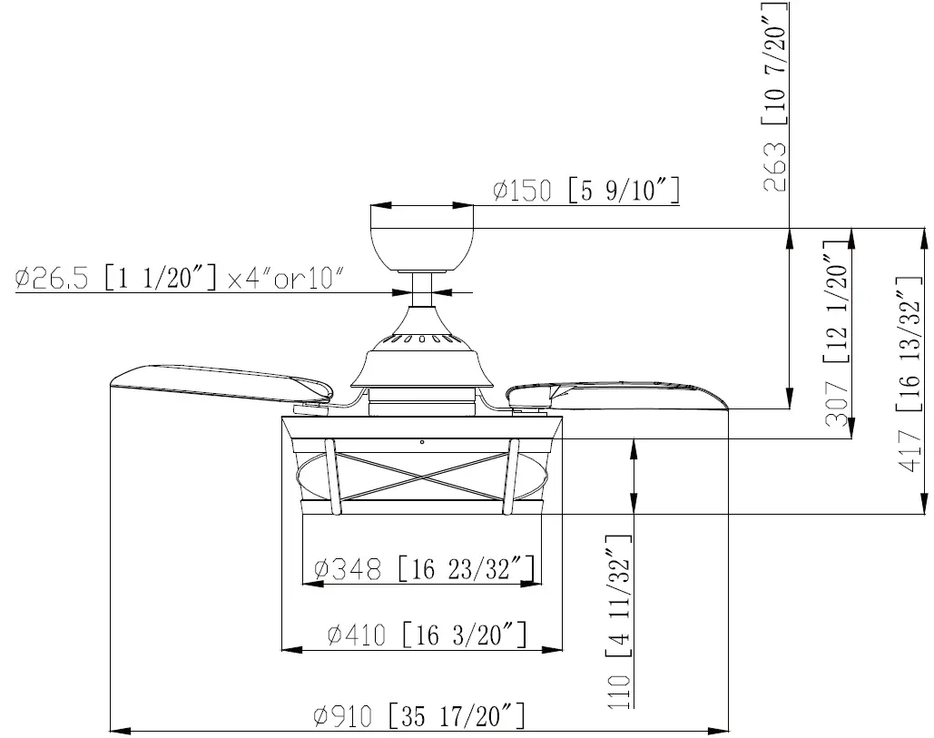 Parrot Uncle F3517110V 6 Inch Indoor 3 Blade Retractable Ceiling Fan with Remote Control 34