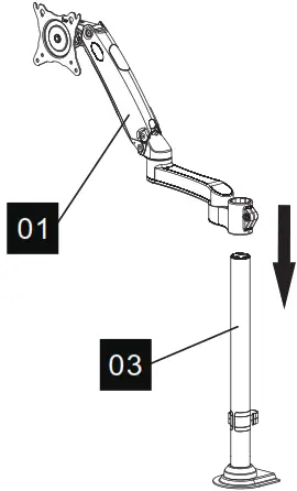 ErGear Monitor Desk Mount-----Slide arm [01] to the pole