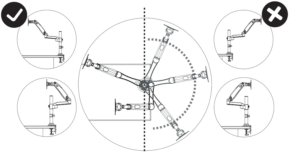 ErGear Monitor Desk Mount-----Step 5 Rotation Restriction